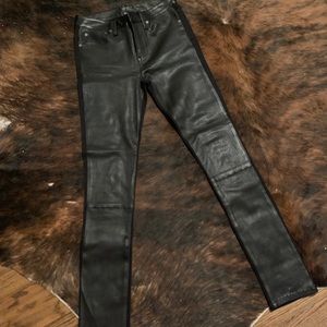 Leather front side pants
